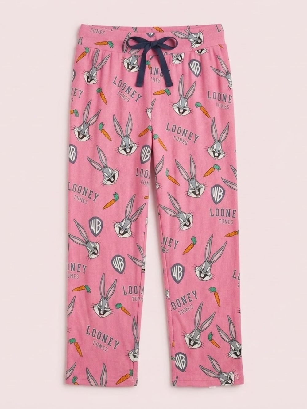 NWT Warner Bros. Looney Tunes Bugs Bunny Pink Pajama Pants with Carrots